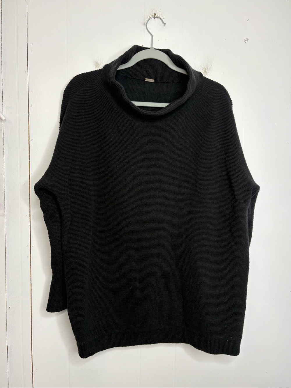 Free People Sweater Womens Extra Small Cowl Neck Black Heavy Drop Shoulder